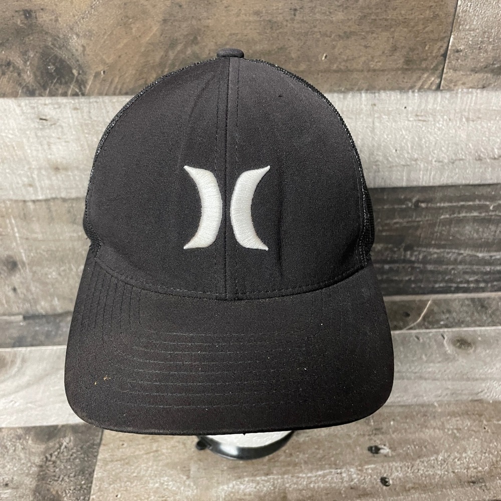 Hurley Black Mesh Trucker Hat White Logo Adjustable Snapback